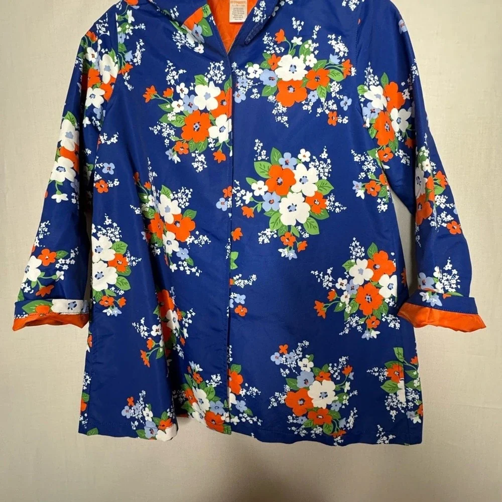 Gymboree Girls Rain Jacket Hooded Floral Sz‎ L Spring Hooded Easter